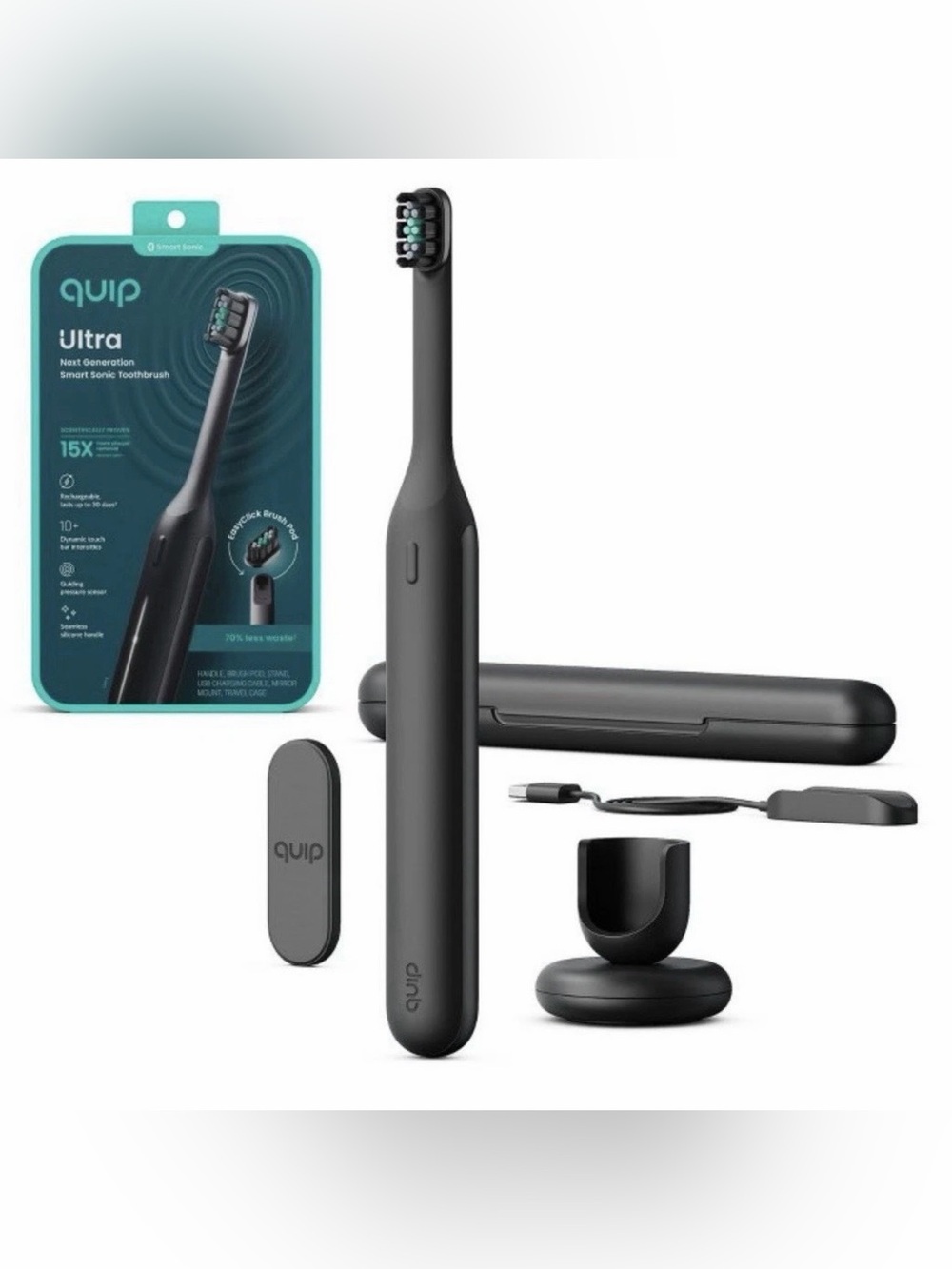 Quip ULTRA Next Generation Smart Sonic Toothbrush Onyx ~ New in Sealed Box